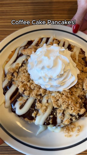 Coffee Cake Pancakes: best paired with unlimited coffee refills ☕😋 | IHOP