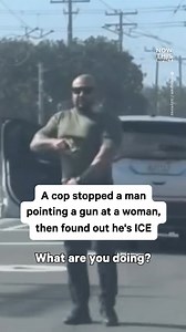 A police officer tried to intervene when a man pointed a gun at a woman during a traffic stop — only to learn he was an ICE agent. Afterward, the police department said it only assists ICE when there is a safety threat — and never to carry out immigration raids — per California law. | NowThis Daily