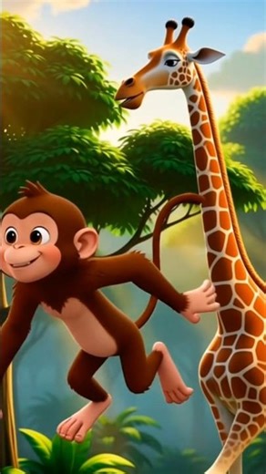monkey and jeeraf both helping eachother #bedtimestory #story #💥