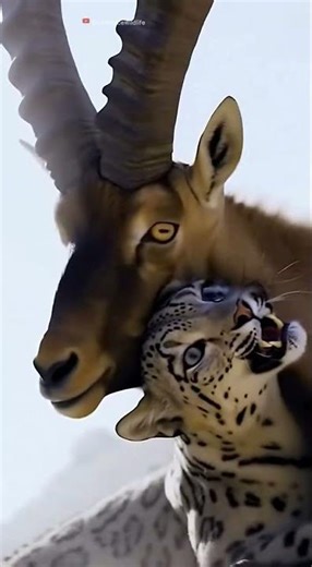 Snow Leopard vs Himalayan Ibex — Rocky Tumble! #Shorts 🐆🏔️🐐