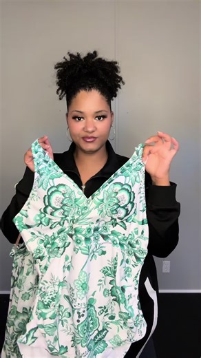 BLOOMCHIC Two-Piece Floral Print Ruched Mesh Swimsuit & Sarong Tankini Swimdress with Removable Cups & Tummy Control 💚✨size 2xl