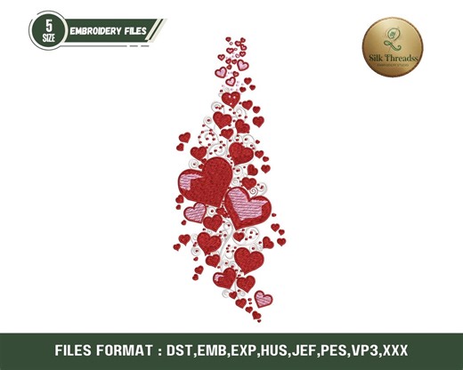 Valentine Hearts Machine Embroidery Design Applique Pattern for Couples, Wedding, and Valentine’s Day Projects - Etsy