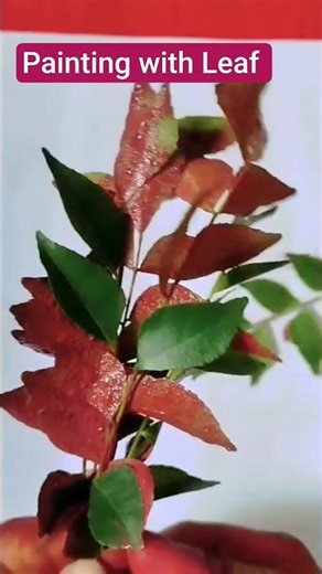 Painting with Leaf 🌿#leafpainting #painting #shots #ytshorts