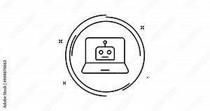 Ai chatbot animated outline icon with alpha channel. Artificial intelligence rotation appearance 4k motion design animation for web, mobile and ui design