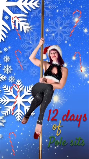 Studioveena OFFICIAL on Instagram: "Day 5: Top leg hip up - pole sit. You bc a create different shapes and styles of sits depending on which hip is dropped. If you’d like to learn more about pole sits head over to my website and enjoy my FREE pole sit tutorial for static and spinning pole. I also have my pole sit and pole hold class set to FREE for all! To see both lessons use the 12 days of Christmas 🎄 banner found at the top of my website 🎁 #poledance #poleclass #onlinepoleclass #onlinepole 