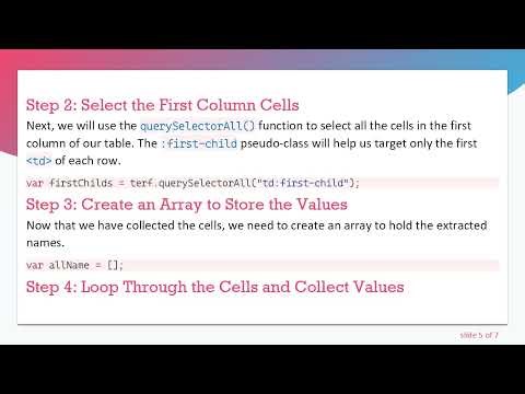 How to Retrieve the First Column Values of an HTML Table Using JavaScript
