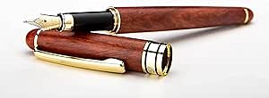 Dryden Designs Luxury Rosewood Fountain Pen with Ink Refill Converter and Gift Case - Smooth & Elegant