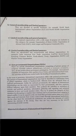 International Organization notes| Concept, origin, functions and types| BS Political Science