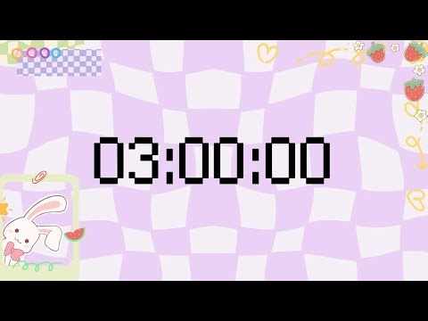 3 Hours Cute Bunny Strawberry Timer 🍓🐰 | Cozy Aesthetic Study Timer