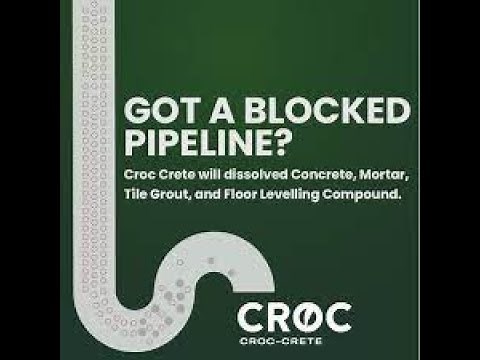 How to remove concrete from drain pipes - Croc Crete works by dissolving and softening the concrete.