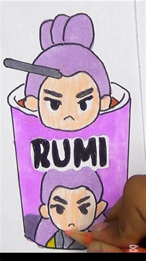 K-Pop Ramen? 🍜✨ Drawing Rumi as Chibi Noodles! 💜 #shorts