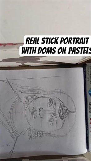 real stick portrait with Doms oil pastels #art #shorts