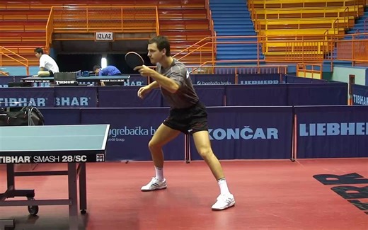 Timo Boll practicing with Christian Süss - WTTC Zagreb 2007