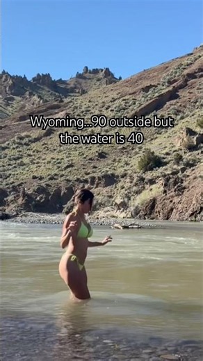 Taking a dip in a Wyoming river.