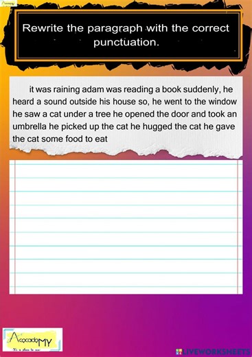 Rewrite a Paragraph with Punctuations worksheet
