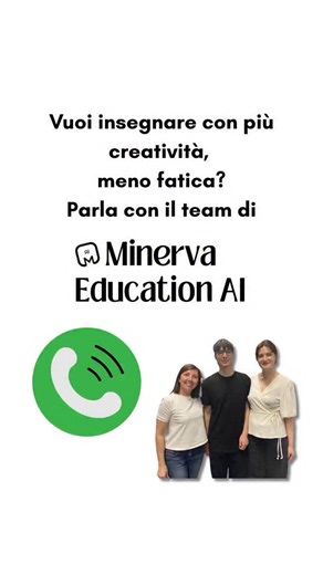 Vuoi scoprire tutto quello che Minerva Education AI @minervaeducationai può fare per te e per la tua didattica? Adesso puoi farlo in modo semplice e diretto: prenota una call conoscitiva gratuita con il team di Minerva! Un’occasione per fare tutte le domande che vuoi, capire come funziona la piattaforma e scoprire in che modo può supportarti ogni giorno, dalla progettazione alla gestione della classe. Clicca nel link nelle storie per prenotare la tua chiamata 📞 o scrivi CALL nei commenti per ri