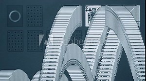 End of the game. Man playing computer game Solitaire on the monitor computer close-up. Blue gray color