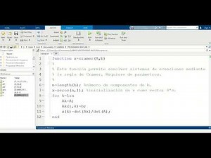 Regla de Cramer en Matlab - Resolver el sistema de ecuaciones Ax=b para n ecuaciones y n incógnitas.