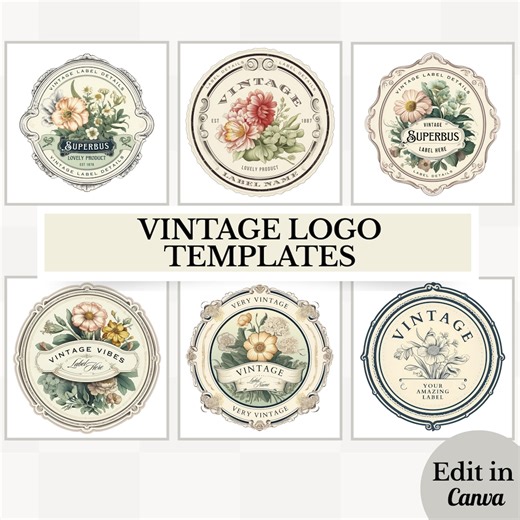 Vintage Logo Templates for Small Business | Retro Branding Kit | Editable Logo Design in Canva - Etsy