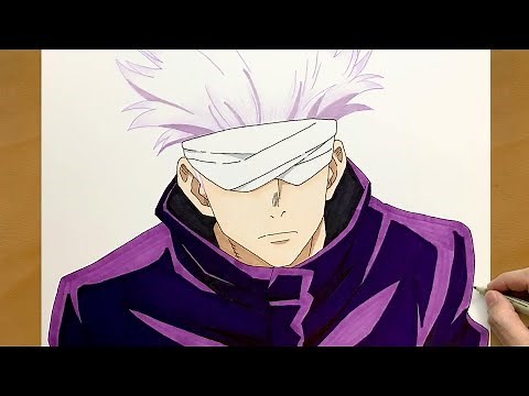 How to Draw Gojo Satoru from Jujutsu Kaisen | Step-by-Step Coloring Process and Art Techniques
