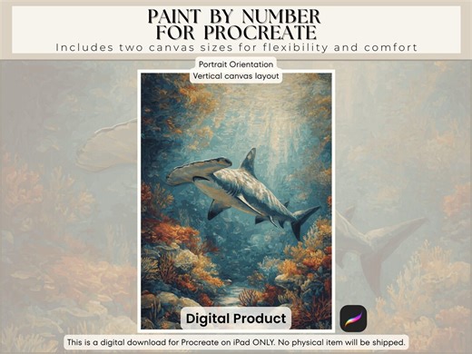 Hammerhead Shark Paint by Number for Procreate on Ipad, Shark Color by Number Ocean Reef Digital Download the Silent Guardian of the Reef - Etsy