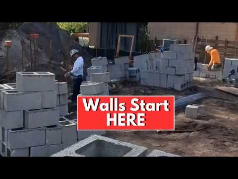 From Foundation to Walls: CMU Block Installation Starts For Single Family House
