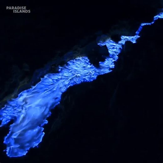 Education on Instagram: "Kawah Ijen (Indonesia)- The “blue lava” volcano in Kawah Ijen, on the island of Java in Indonesia. At night, Kawah Ijen’s slopes often glow with electric-blue streams that look like lava flowing — a surreal and otherworldly sight. The blue glow doesn’t come from the molten rock itself. Instead, it’s due to burning sulfur gases escaping from the volcano. These sulfuric gases are extremely hot (sometimes around 600 °C / 1,100 °F). Once they emerge from the vents and contac