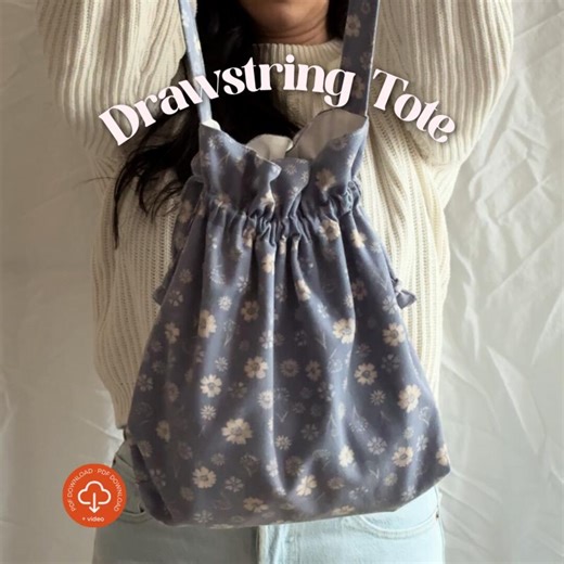 Drawstring Tote Bag PDF Sewing Pattern: Beginner-friendly Crossbody or Shoulder Bag With Video Tutorial - Etsy