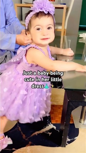 Just a little baby looking adorable in her cute dress 👶👗✨ #CuteBaby #BabyOutfit #AdorableBaby