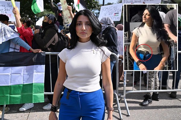 NYC Councilwoman Inna Vernikov protests against pro-Palestinian rally at Brooklyn College on Oct. 13, 2023