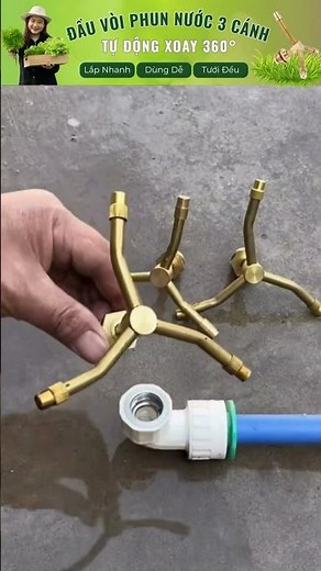 Vòi Phun Nước 3 Đầu tưới phun sương ren 21, béc tưới cây 3 cánh quay 360 độ, béc phun mưa (đồng thau