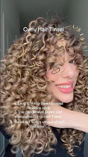 Golden Tinsel for Curly Hair🤩