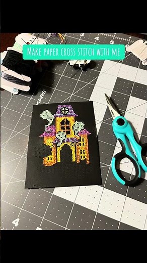 First time x-stitching w/ paper. It came out so well! #madewithshared #crossstitch #halloweencrafts