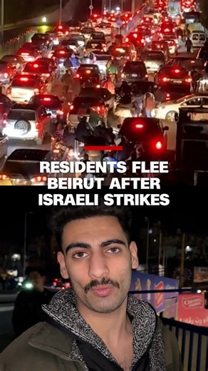 Heavy traffic choked the southern suburbs of Lebanon's capital city after a series of Israeli strikes hit the country. | CNN International