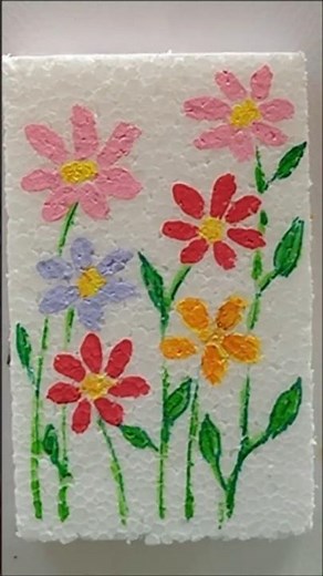 Painting easy flowers on styrofoam - How to paint easy and simple flowers using acrylic paints