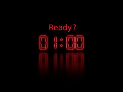 1 Minute Timer - Neon red digital glow.