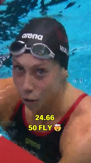 9.1K views · 2.3K reactions | 24.66 50 Fly 勞 Gretchen Walsh just set a new American Record with the fastest 50-meter butterfly ever by an American woman, clocking 24.66. She had a signature Gretchen reaction time of 0.75 off the block, took 9 dolphin kicks underwater off the start, 1 breath, and 19 strokes total. Now she only trails Sarah Sjöström’s legendary 24.43. . . . #GretchenWalsh #50Fly #SwimFast #ButterflySprint #WomensSwimming | Social Kick | Facebook