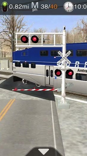 Trainz Driver 2 Amtrak Train (short) passes by railroad crossing #shorts