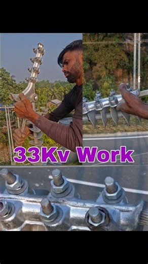 33kv overhead line installation Lineman #electricianwork #ElectricalSafety #technician #shorts