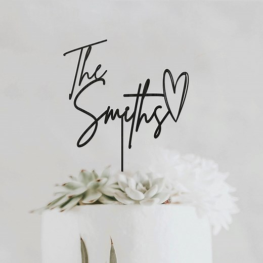 Personalized Script Wedding Cake Topper, Custom Cake Toppers for Wedding, Rustic Wedding Cake Topper - Etsy