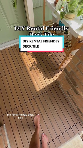 DIY rental friendly deck tile idea for the patio! I’ve had artificial turf on the front porch for several years and needed a refresh. These snap together deck tiles only took 30 mins - weather proof, no splinters, and looks high end! [ what to order ] 〰️ newtechwood 24