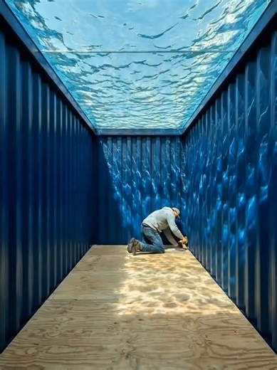 Watch this full transformation from an empty blue shipping container into a hidden luxury underground room built directly beneath a backyard swimming pool.
