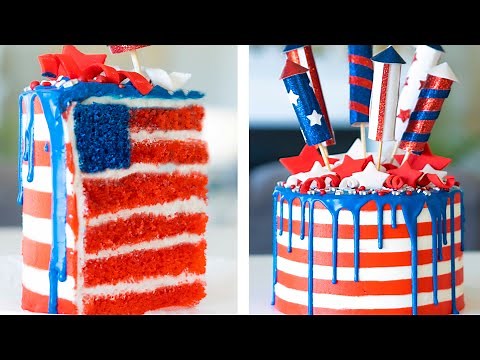 American Flag INSIDE a Cake for 4th of July!