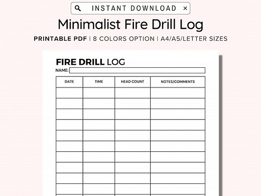 Business Fire Drill Log Printable, Organization, Fire Drill Practice, Daycare Fire Drill Log, Childcare Fire Drill Tracker, Daycare Forms - Etsy