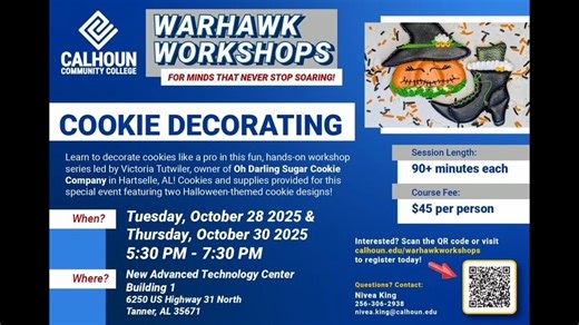 Something exciting is coming to Downtown Decatur! 🚀 Calhoun Community College is proud to introduce Warhawk Workshops — bringing learning, creativity, and professional growth right into the heart of our community. From career development to hands-on enrichment, these new workshops are designed to make learning local, accessible, and engaging for everyone. 🎥 Watch the video below to see what’s coming and how you can get involved! | Calhoun Community College