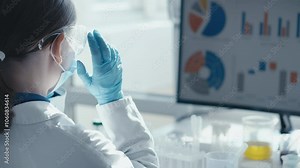 A dedicated scientist in a modern lab analyzes complex data using advanced technologies to enhance biotechnology, healthcare, and statistics, driving innovative solutions for future challenges