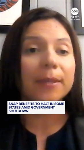Millions are at risk as government shutdown threatens food assistance. Several states warn they may have to suspend SNAP benefits, commonly known as food stamps, starting Nov. 1 if the shutdown continues. Gina Plata-Nino, interim SNAP director at the Food Research & Action Center breaks down the impact. | ABC News