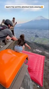 Cliff Airbag “Perfect Jump” Challenge In Japan’s Fuji in bg 🇯🇵🔥#adventure #trampoline
