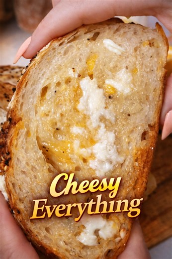 Cheesy everything bagel sourdough with long fermentation