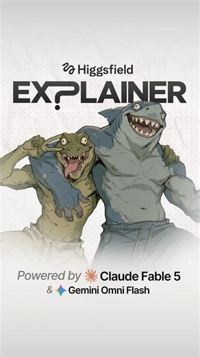 Higgsfield AI + Claude Fable 5 Animated This Fight 🐊🦈